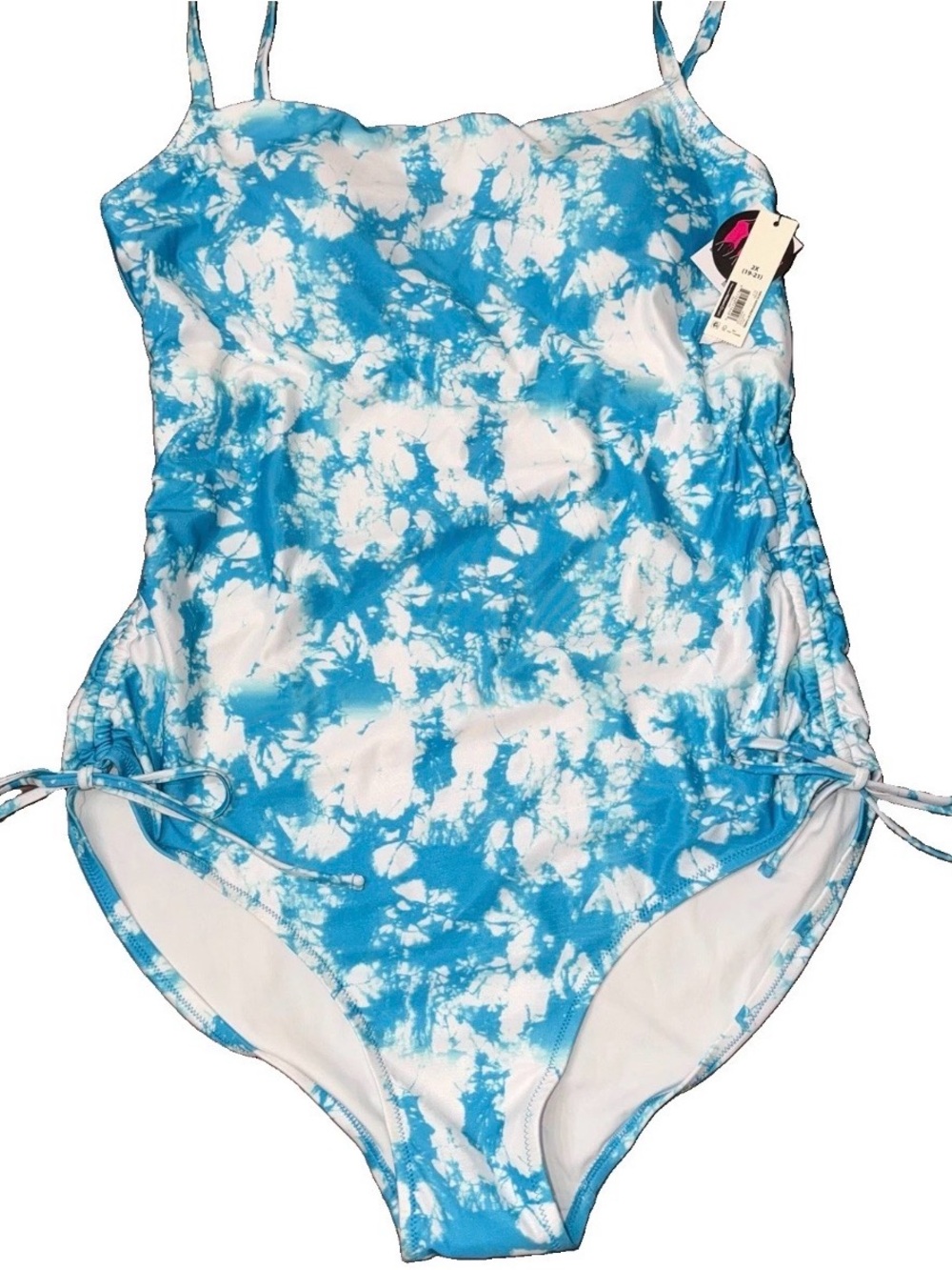 NOBO 2XL Swimsuit Adjustable Straps & Sides Square Neck Blue White Beach Summer